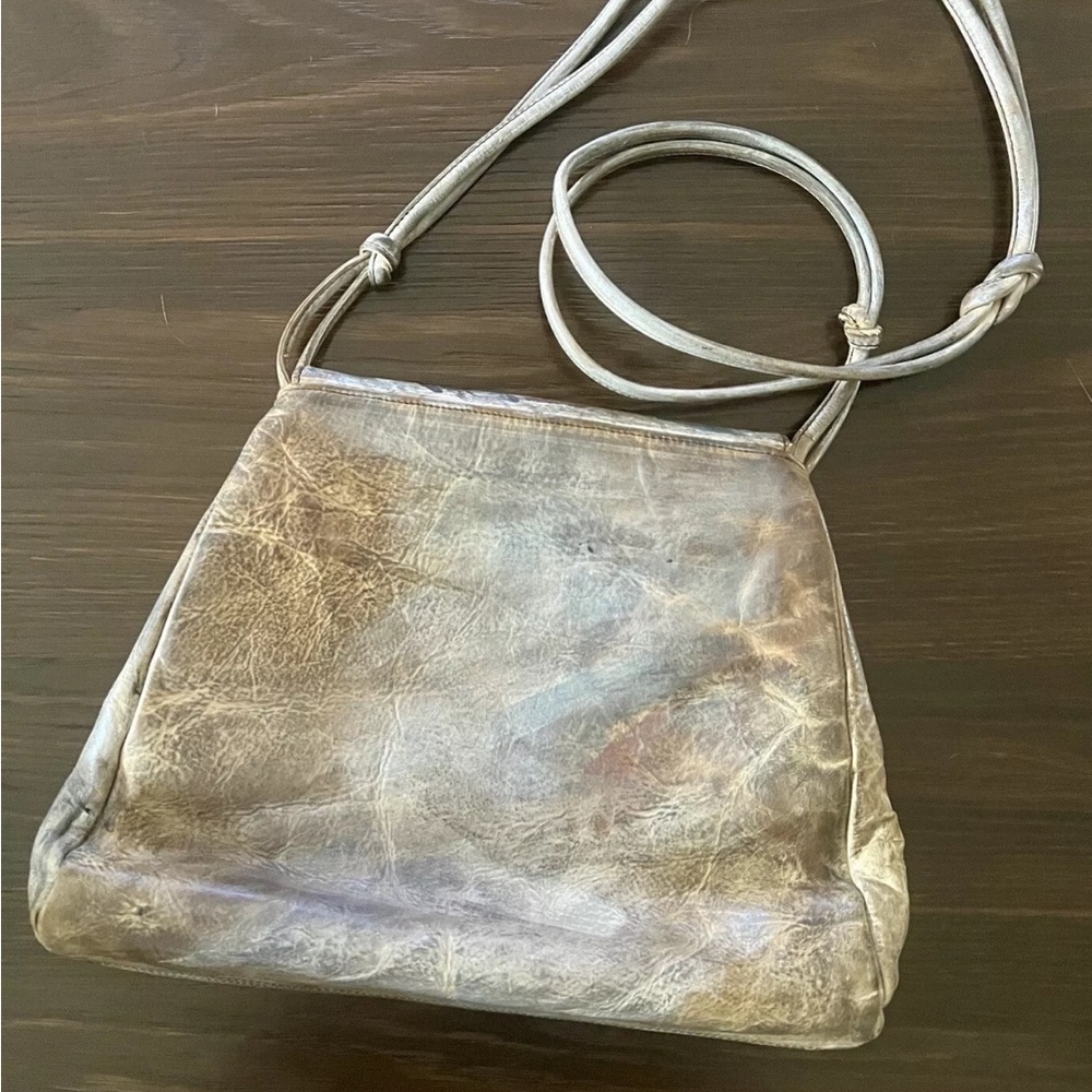 Vintage Jane Yoo Purse Art Hand Painted Distressed Leather Signed Shoulder Bag